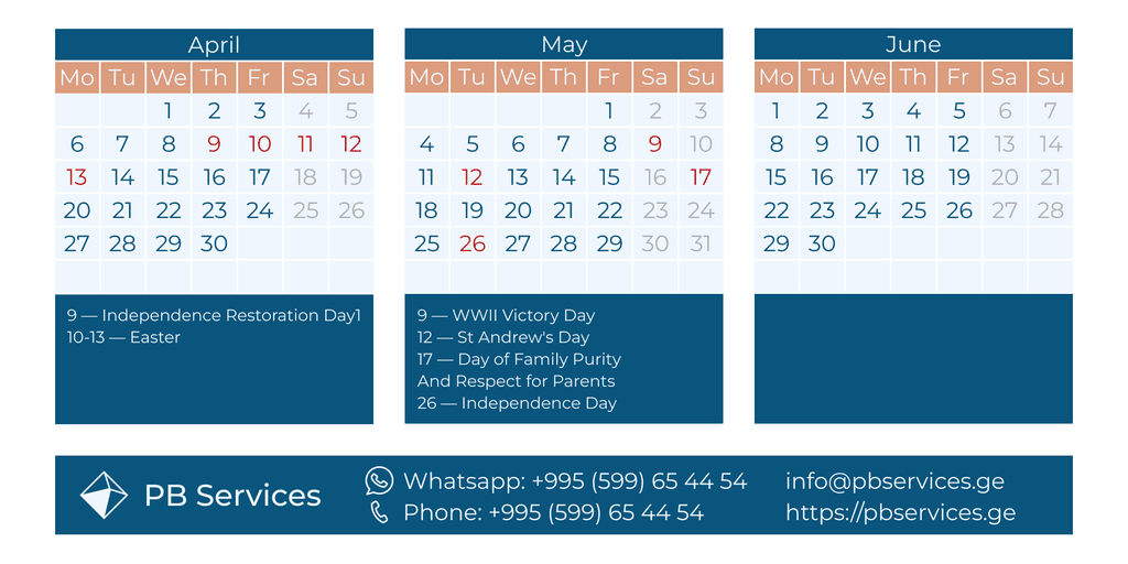 Calendar April-June