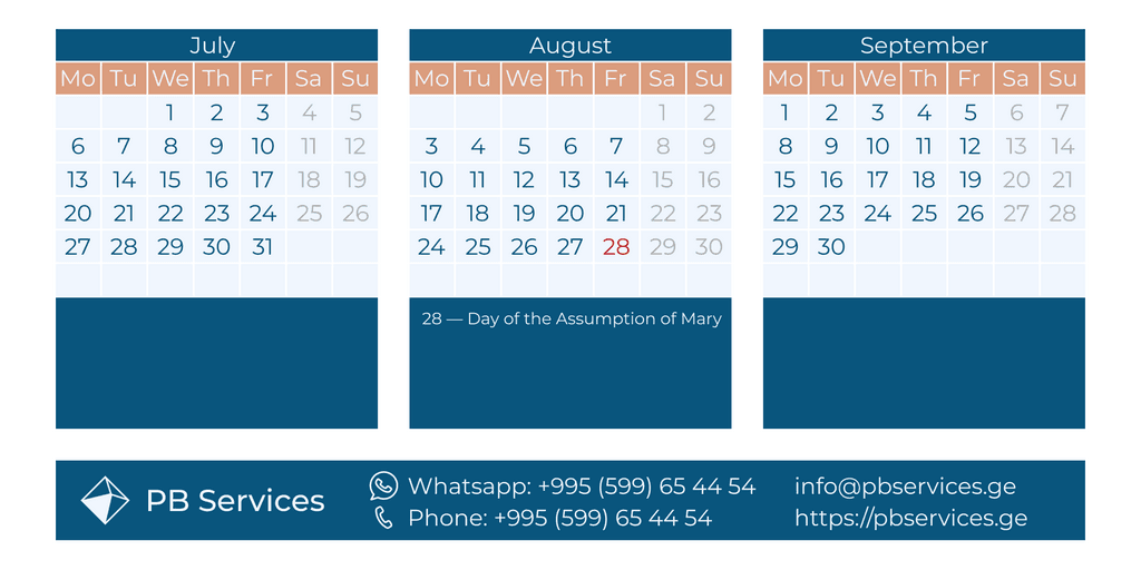 Holidays in Georgia July-September