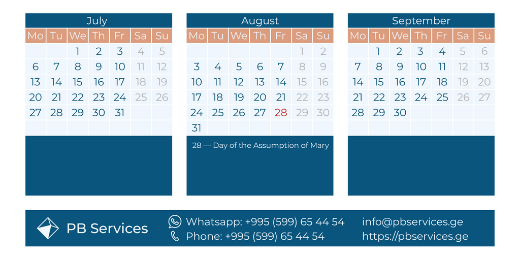 Calendar July-September